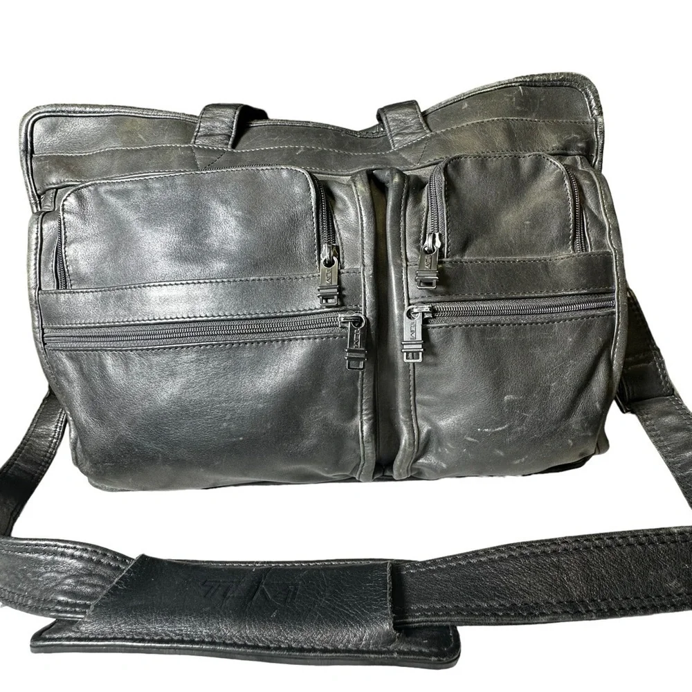 Vintage 17.5” Tumi Alpha Napa Leather Laptop Briefcase Messenger Expandable